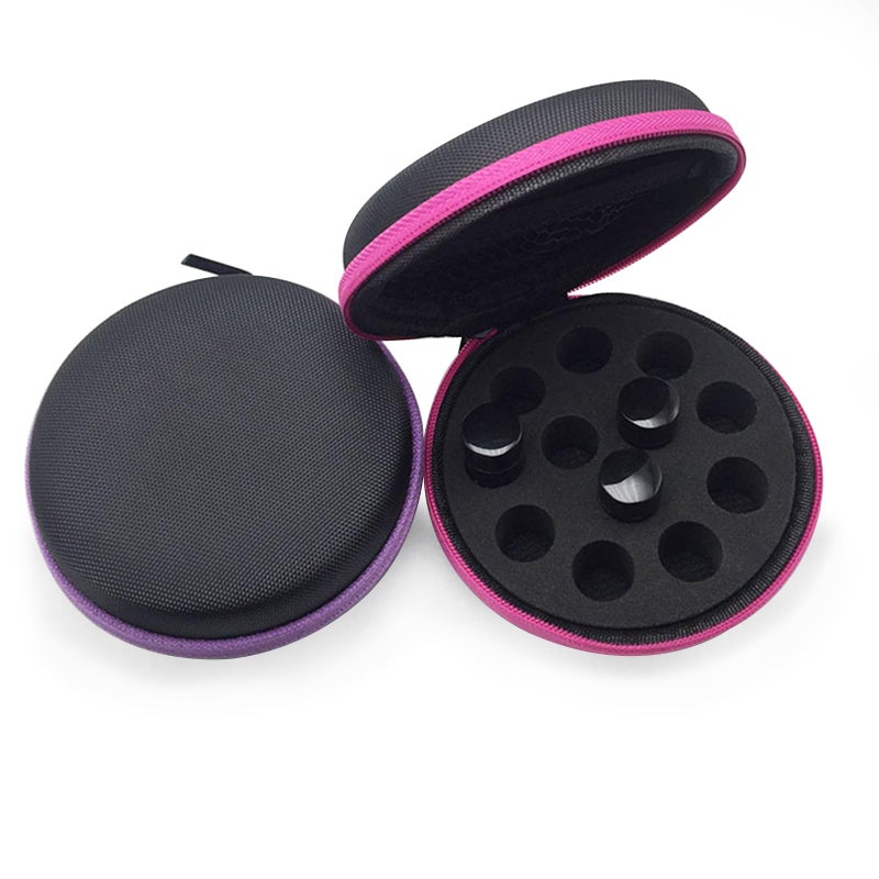 AFMNQZ Glass Bottle Bundle Essential Oils Case Hard Round Carrying Case Storage Bag for 1ML 2ML Roller Bottles Oil Vial Bottles (12 Holes Purple) - Image 3